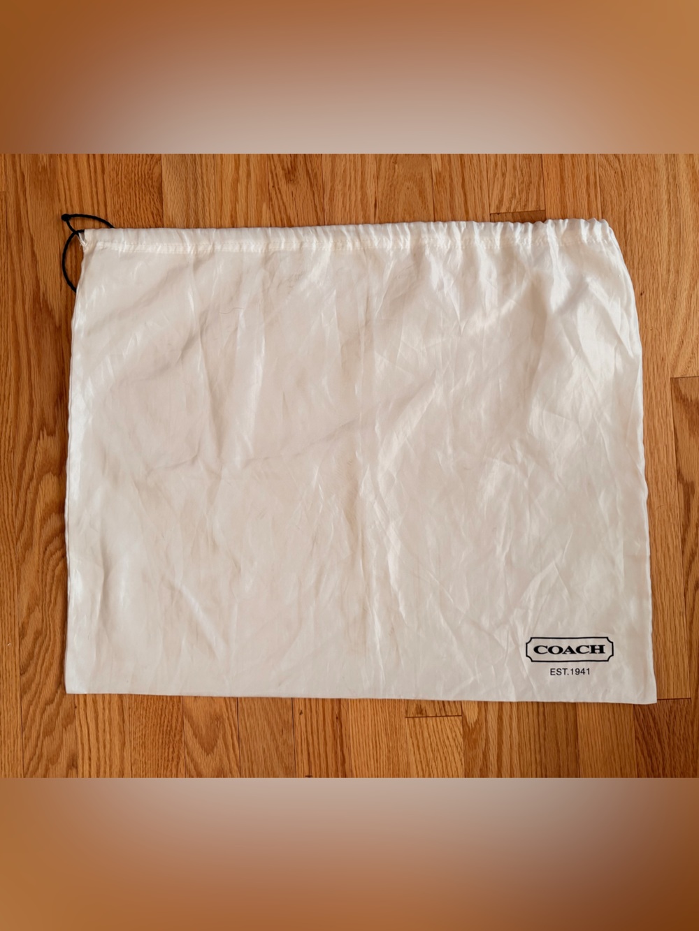 Coach White Drawstring Dust Bag with Logo